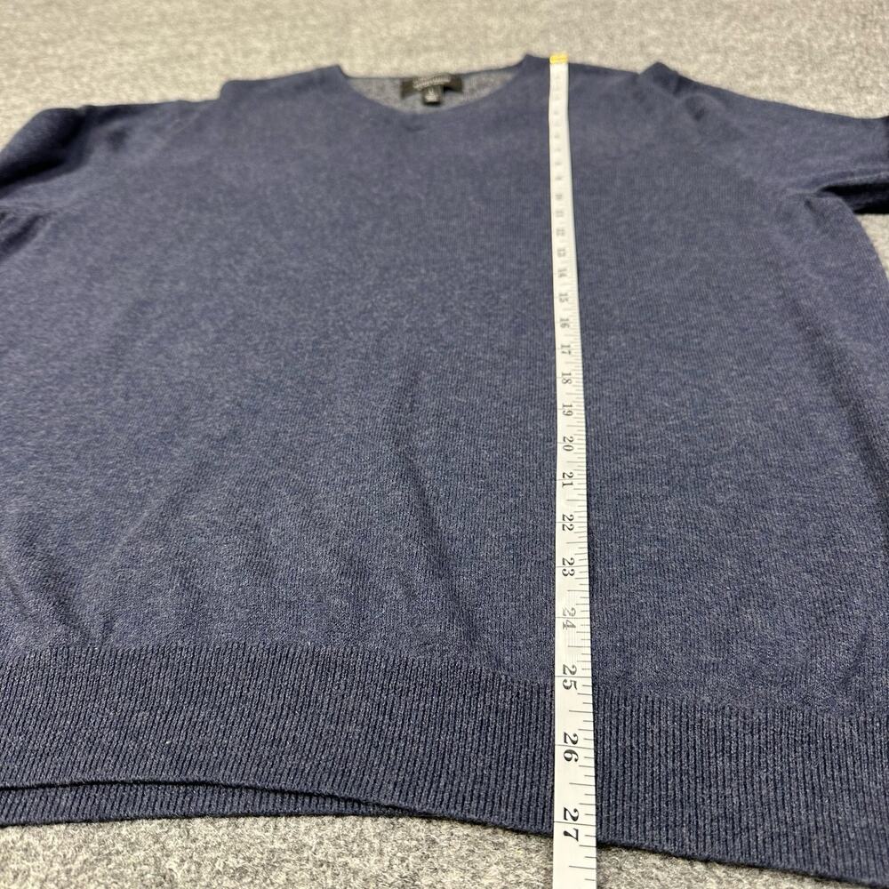 Nordstrom Men’s Shop V Neck Pullover Sweater Blue Large Cotton Blend Cashmere - Picture 5 of 6